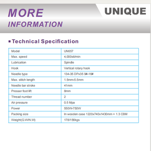 <span class=keywords><strong>Machine</strong></span> <span class=keywords><strong>à</strong></span> <span class=keywords><strong>coudre</strong></span> pour la pose de manches UN657 - Product Image 2