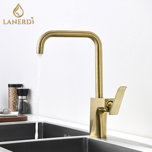 Grifo Mezclador de Cocina Monomando Moderno con Válvula de Cerámica, Chapado en Oro, Sin Retardo, Grifería <span class=keywords><strong>Dorada</strong></span> - Product Image 3