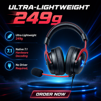 Auriculares para Juegos con Sonido Envolvente 7.1, Directo de Fábrica, Conexión USB Plug and Play, Auriculares Supraaurales con Micrófono Desmontable 2.0/7.1, App