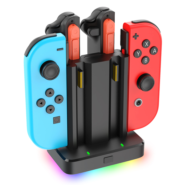 Multi-port 6 in 1 Charger Station for N-Switch & Switch 2 Joy-con with 1m Type-C Charging Cable