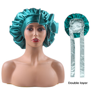 Satin Reversible bện chăm sóc tóc turban đôi lớp đàn hồi Bowknot dây đeo dài nightcap nắp ca-pô vẻ đẹp chăm sóc cá nhân - Product Image 6