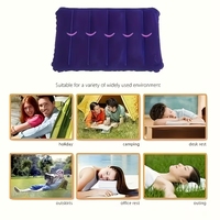 Oreiller de voyage portable oblong en vente chaude, oreiller de sieste de bureau, oreiller de voyage en PVC bleu moelleux, oreiller gonflable pour le cou