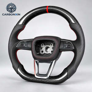Volant personnalisé en cuir et fibre de carbone pour Audi A1 A3 A4 A5 A6 A7 RS R8 RS3 C7 Q5 Q7 S3 S5 8V B8 B9 S4 Q3 Q8 TT sans Airbag - Product Image 3