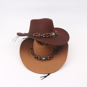 Sombrero Vaquero Occidental de Verano, Estilo Étnico, de Ala Ancha y Borde Enrollado, Protección Solar para Exteriores, de Poliéster/Algodón, Unisex para Adultos - Product Image 2