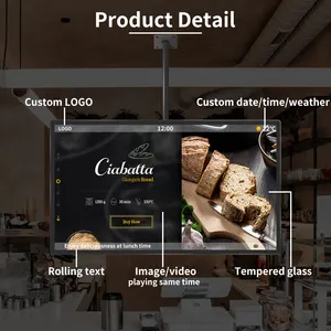 Tablero de Menú Digital para restaurante de comida rápida, pantalla comercial colgante, quiosco táctil de 32 pulgadas para interior, SDK, Android 7,1