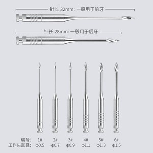 ชุดดอกสว่านรากฟัน G Drill P Drill Gates Drills 6 ชิ้น ขนาด 32 มม. แบบเข็ม สำหรับฟันหน้าและฟันหลัง สีเงิน - Product Image 1