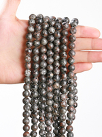 Perles en Pierre Naturelle Polies Motif Flamme Noir Orange, en Stock Local, Livraison en 3 à 7 Jours, pour la Fabrication de Bijoux