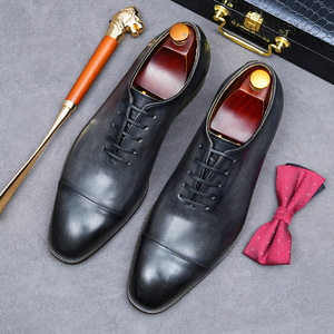Headwear-style men's shoes, men's business formal wear, British trendy men's shoes, genuine leather Oxford shoes, <b>light</b>-colored - Product Image 6