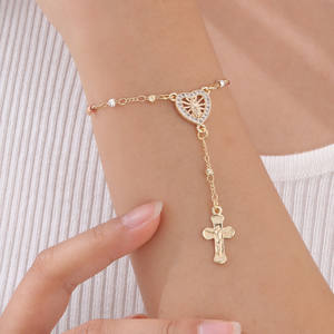 Pulsera <span class=keywords><strong>de</strong></span> Rosario Religiosa con Dijes <span class=keywords><strong>de</strong></span> Jesús y la <span class=keywords><strong>Virgen</strong></span> <span class=keywords><strong>de</strong></span> <span class=keywords><strong>Guadalupe</strong></span> <span class=keywords><strong>de</strong></span> Zirconia Católica al por Mayor - Product Image 2