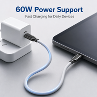 Câble USB-C PD de charge rapide en silicone premium de 1 m (3 pi) 60 W pour Samsung S24 25 26 IP 15 16 17