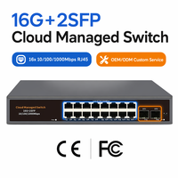 Switch Ethernet PoE Gigabit Administrado de 16 Puertos, VLAN, QoS, Gestión por Aplicación Web, Switch de Red para Seguridad CCTV