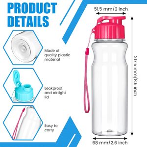 Botella de Agua Portátil de 500 ml, Reutilizable, de Plástico PE, con Tapa, Aislamiento Térmico, Transparente, Ideal para Senderismo - Product Image 2