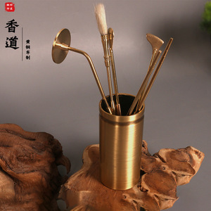 Tongpu Craftsman Pure Copper <b>Brushed</b> Straight Copper Incense Set <b>Bottle</b>, Incense Set Tool <b>Bottle</b>, Beginner Storage <b>Bottle</b>, Vase - Product Image 1