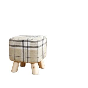 Sofa Schoen Bench Voetsteun Houten Voetenbankje Poef Thuis Kleine Massief Houten Poef Ronde Voet Kruk Ronde Stap Kruk Gewatteerde Zitting - Product Image 6