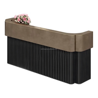 Comptoir de caisse de luxe noir cannelé pour boutique, table de réception moderne, comptoir de caisse OEM/ODM sur mesure, direct usine