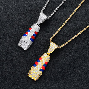 Collar con colgante de máquina de cortar pelo de latón con circonitas cúbicas para hombre, estilo hip hop, <span class=keywords><strong>cadena</strong></span> de moda - Product Image 6