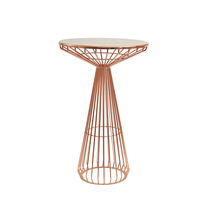 Ensemble de salle à manger de luxe pour patio, 3 pièces, mobilier de jardin extérieur, table haute en métal rose doré et 2 chaises