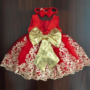 Robes de bal pour enfants, broderie de fleurs, à paillettes, gros nœud, robes de fête d'anniversaire, en Stock - Product Image 6