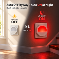 Lampe de nuit intelligente moderne avec capteur de luminosité rouge 625~630nm pour escalier, couloir, salon, chambre à coucher, chevet, lampes de nuit LED