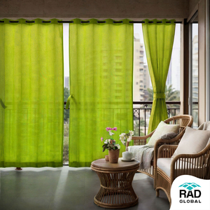 Rideaux d'extérieur en toile de jute Lime Grass 180 GSM avec un ton vert frais et vibrant et un tissu filtrant la lumière pour un balcon ou un patio élégant - Product Image 2