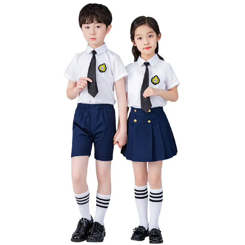 20036 Custom Boys Short Sleeves Kindergarten Uniform Girls Primary School Uniforms Clothes Sets Manufactures