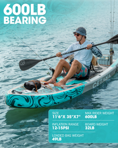 เรือยางแบบใหม่ ดีไซน์สองห้องลม รับน้ำหนักได้ 600 ปอนด์ บอร์ดพายตกปลาแบบเป่าลม บอร์ดยืนพายแบบเป่าลม พร้อมอุปกรณ์เสริม - Product Image 4