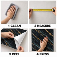 Papier peint auto-adhésif en marbre noir, turquoise et or avec surface PET nettoyable pour murs décoratifs intérieurs