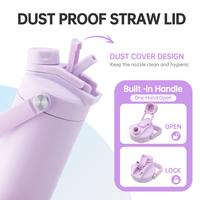 Bouteille de sport isotherme en acier inoxydable de 530 ml sans BPA, avec couvercle anti-poussière et paille, idéale pour les écoliers