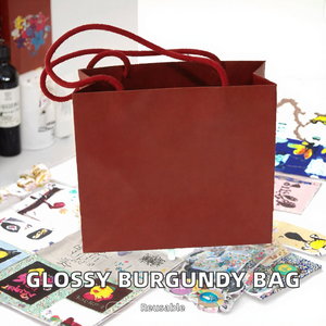 Bolsa de Regalo de Papel Borgoña con Logotipo Personalizado, Bolsa de Compras con Estampado en Relieve, Empaque de Lujo para Bodas y Boutiques - Product Image 2