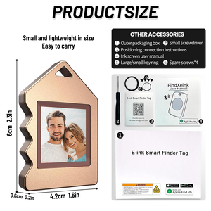 FindXeink E-ink Doble Antipérdida Personalizable, Accesorio de Llavero Creativo y Bonito para Coche, con Diseño de Dibujos Animados, Acrílico, Personalizado, con Paño de Tracción y <span class=keywords><strong>Localizador</strong></span> - Product Image 6