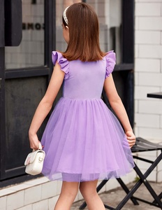 Le ragazze vestono in poliestere Boho Party viola con maniche a trapezio abiti estivi larghi per 2-6 anni abiti Tutu per bambini - Product Image 3