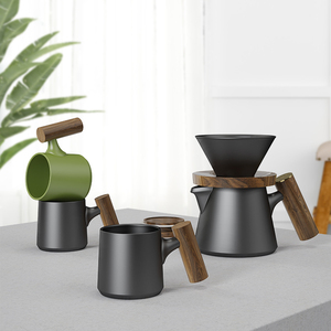 DHPO - Tazas de Café de Cerámica para Cafetería y Restaurante, Diseño Moderno y Minimalista, Forma Trapezoidal, 90 ml, Caja Negra - Product Image 2