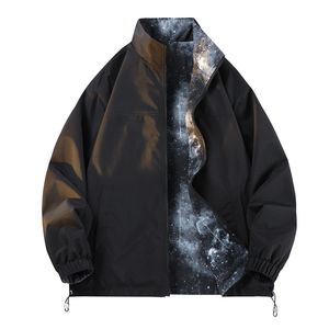 Veste pour hommes, nouvelle collection automne, col montant ample, cardigan de loisirs en plein air, manteau pour jeunes, confortable à porter des deux côtés, respirant - Product Image 1