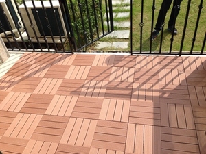 Azulejos entrelazados para terraza al aire libre, azulejo de suelo de madera para jardín, plástico, WPC - Product Image 4