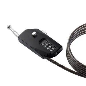 Cable de bloqueo de acero retráctil y Flexible para bicicleta, accesorio básico de 6 pies de largo, combinación de bobinado automático, negro