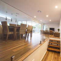 Modernes Abnehmbares Edelstahl 304 Geländer für Innen/Außen Terrasse Loft Treppe Gehärtetes Rahmenloses Glasgeländer Garten
