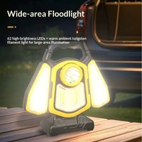 Nouvelle lampe de travail portable à énergie solaire - Pliable, facile à transporter, LED jaune/bleue, batterie 18650, indice de protection IP44, garantie 1 an, extérieur