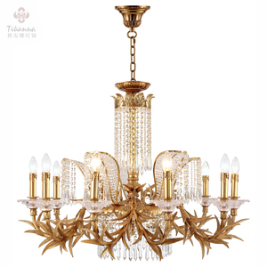 Nuevo clásico francés de lujo de latón hojas brazos decoración K9 cristal candelabro de cuentas iluminación de cristal - Product Image 1