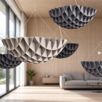 Panneaux acoustiques suspendus en feutre PET rainuré, plissés géométriques 3D, pour plafond, absorption sonore, vente en gros OEM