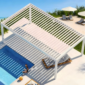 Pergola bioclimatique moderne avec toit à lames orientables motorisé, gazebo en aluminium de luxe, pavillon blanc pour jardin, <span class=keywords><strong>piscine</strong></span>, imperméable - Product Image 1