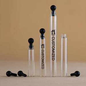 0,5 ml 1mL 2ml 3ml 5ml <span class=keywords><strong>Mini</strong></span> probador de Perfume botella de vidrio muestra transparente viales de vidrio de aceite esencial con cuentagotas de plástico negro - Product Image 2