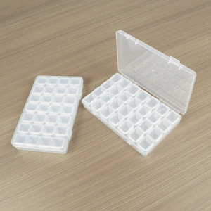 Jewelry Organizer Box 28 Grids Clear Plastic Storage Case For Nail Rhinestones Glitter Desktop Organizer With Lid - Product Image 3