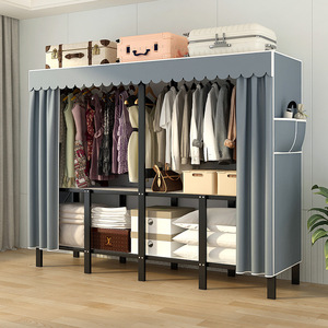 Armoire Portable en Tissu avec Housse, <span class=keywords><strong>Penderie</strong></span> Robuste avec Étagères, Garde-Robe Autoportante pour Chambre et Dortoir, Organisateur <span class=keywords><strong>de</strong></span> Rangement - Product Image 3