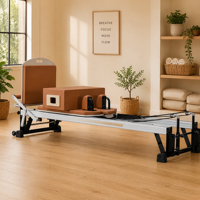 Máquina de Pilates Reformer de Aleación de Aluminio con Resistencia de Resorte Ajustable, Plataforma Antideslizante y Estructura Robusta y Estable