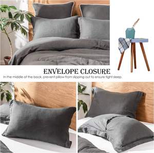 ชุดผ้าปูที่นอน ปลอกหมอน และปลอกผ้านวม QDTEX ผ้าลินินฝรั่งเศส 100% ปลอกผ้านวมลินิน ผ้าปูที่นอนแบบซักหิน - Product Image 6