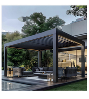 Pergola bioclimatique motorisée en aluminium, imperméable, avec toit à lamelles réglables et télécommande, pour jardin de villa