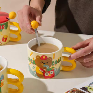 <b>Large</b>-Capacity Cute Bear Fries <b>Mug</b> Creative High-Value Cartoon Ceramic Water Cup for Household Use - Product Image 6