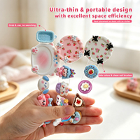 Porte-stylo multifonctionnel en résine à thème chat, palette de nail art, gobelet de nettoyage pour pinceaux et organisateur de forets