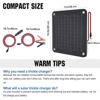Chargeur de batterie solaire monocristallin 10W à 25% d'efficacité pour voiture, panneau solaire étanche 12V portable pour camping-car