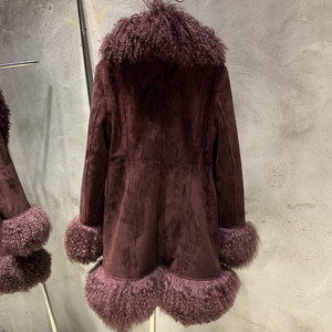 <span class=keywords><strong>Cappotto</strong></span> Invernale in Vera Pelle Scamosciata <span class=keywords><strong>Verde</strong></span> Scuro con <span class=keywords><strong>Pelliccia</strong></span> di Pecora per Donna, Giacca in <span class=keywords><strong>Pelliccia</strong></span> Mongola - Product Image 6